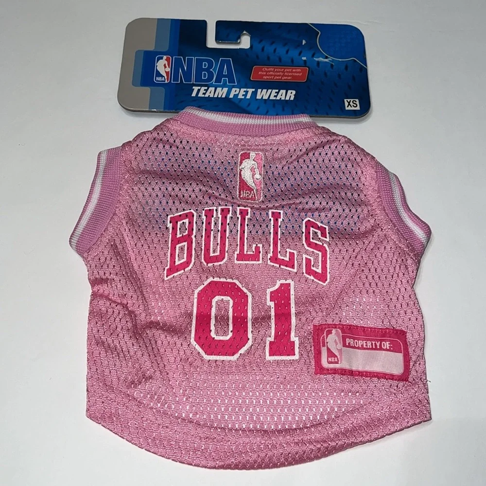 NWT NBA Chicago Bulls Basketball Dog Jersey Tank Pink XS